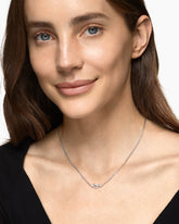 Petite Buckle Necklace in Sterling Silver with Diamonds, 16.2mm